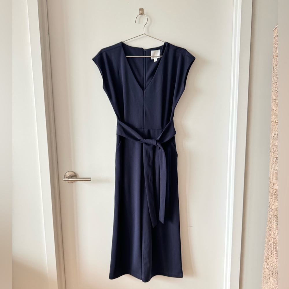 Anthropologie Ett:twa Sedona Navy Short Sleeve Jumpsuit Waist Tie (Size: XS)